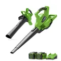 40V Akku Laubbläser / Laubsauger, Greenworks GD40BVK2X 280 km/h - 2x 2Ah Akkus
