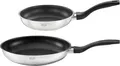 Pfannen-Set RÖSLE "BasicLine", silber (schwarz, silberfarben), Pfannen, Pfannen-Set, Ø 20/24 cm, spülmaschinengeeignet, Induktion