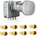 Fuba Quattro LNB DEK 407 | Universal LNB für Multischalter | LTE-Filter | 4K UHD | Wetterschutz | 40mm Feed | Grau