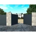 Gartentor Flügeltor Doppeltor - 305 x 180 cm - voll - voll - Aluminium - Anthrazit - NAZARIO