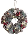 infactory Türkranz: Advents- und Weihnachtskranz mit LED-Beleuchtung, grün, rot, Ø 30 cm (Türkranz Weihnachten außen, Weihnachtskranz Tür außen, Winter)
