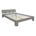 Homestyle4u Massivholzbett Holzbett 160x200 mit Lattenrost Kopfteil Grau Doppelbett Bett Bettgestell Holz Kiefer