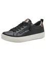Tamaris Damen Wide Fit Damen Sneaker flach mit Reißverschluss Freizeit, schwarz (Black), 39 EU
