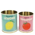 Rex London Aufbewahrungsdosen Lemon and Tomato Metall Dosen 2er Set Retro-Stil Aufdruck Zitrone Tomate