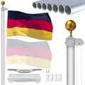 20FT Fahnenmast 6m stabil, Aluminium Fahnenmast höhenverstellbar, Fahnenstang...