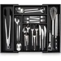 budu Besteckkasten #43 (Tiefe 43cm) aus Bambus - Schwarz - Schubladen Ordnungssystem für die Küche - Besteckkasten für Schubladen aus Bambus - Ausziehbar - Kitchen drawer organizer - Kitchen organizer