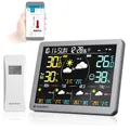 Bresser WLAN-Wetterstation mit App für Tuya Smart Home, 5-Tage-Vorhersage, Thermo-Hygrosensor, Verlauf, Komfortanzeige, Wecker, Warnfunktion