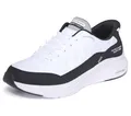 Skechers Herren Contour Foam Cozy Fit Hands Free Slip-In-Sneaker, Weißes Netzgewebe, schwarzer Rand, 45 EU