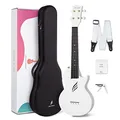 Enya Konzert Ukulele Nova U 23 Zoll Kohlefaser Anfänger Ukulelen Set mit Tasche Saiten Gurt Capo Wasserdicht (Weiß)