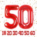 Luftballon 50 Jahre - Folienballon in Rot - Große 40" Geburtstagsdeko