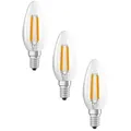Osram LED Classic B 40, Filament, EEK A, 2,2 W, 470 lm, E14, warmweiß, klar, 3er Pack