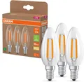 OSRAM LED Kerzenlampen E14 Energieklasse A Filament Glas 2700K 40W Ersatz 3er