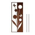 UNUS Garden Gartenschild mit Blumen, Design Gartendeko Rostoptik, Gartenstecker aus Edelrost, Rost Deko für Garten