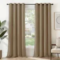 Deconovo Blickdichte Gardinen Ösenvorhang Blickdicht Vorhang Verdunkelung, 240x135cm(HöhexBreite), Taupe, 2er Set