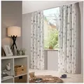 heimtexland Vorhang Kindergardine Skandi-Stil Dekoschal Wald Bär Grau (1 St), Kräuselband, halbtransparent, Polyester, Leinenoptik I Natur I Kräuselband I Kinderzimmer I Vorhang grau|weiß 135 cm x 245 cm