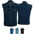 BULLDT Motorradweste BLD698 Jeansweste Biker Kutte Denimweste Bikerweste Motorradweste Weste blau 60/4XL