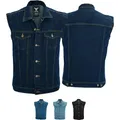 BULLDT Herren Motorradweste Jeansweste Motorrad Kutte Denimweste Bikerweste - Stylische Biker Trucker Weste mit Kragen – Vintage & Klassischer Lifestyle aus 100 % Baumwolle Dunkelblau - 60