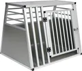 EUGAD Hundetransportbox, Reisebox, Autobox, aus Alu, Silber, 80x65x65cm
