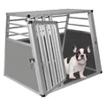 EUGAD Hundetransportbox Aluminium, Autotransportboxen für große/mittlere Hunde Katze 80x65x65cm Kofferraum Transportbox Hundebox für Auto Zuhause Reise, Leicht zu reinigen und Stabil