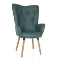 hjh LIVING Ohrensessel in Velour-Optik HAVENIO I Sessel für Wohnzimmer Schlafzimmer, Polsterstuhl mit Holzbeinen, Stoff Mint