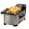 alpina Friteuse mit Fett 3L - Fritteuse mit Öl und Einstellbarem Thermostat - Fritöse mit abnehmbarem Korb - Deep Fryer 2000 W - 32,3 x 20,5 x 18,9 cm- Edelstahl, Silber