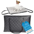 FREUDENTIER Faltbare Outdoor Hundematte | Gestepptes Kunstleder mit Cord Liegefläche | Waschbar, Wasser- und Schmutzabweisend | Hundedecke für unterwegs, Made in EU (75x60cm Liegefläche)