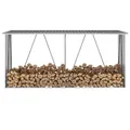 Brennholzlager aus verzinktem Stahl 330x84x152 cm Grau