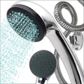 Retoo Duschkopf mit Schlauch und Halterung, Duschbrause 19 x 7 cm, Handbrause, Sparduschkopf, Brausekopf mit Brauseschlauch, Duschbrause Shower Head, Edelstahl, Universal, Wassersparend für Baden