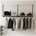RSR Hangers Garderobenstange Kleiderstange Garderobe "DIEK II" mit Kiefernholablage Deckenmontage 100 cm x 100 cm