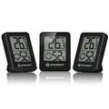 Bresser 3er Set Thermometer Hygrometer - Digitales Raumthermometer für Kontrolle Innenraum Luftfeuchtigkeit, Kühlschrankgeeignet, Wandmontage und Magnet, Schimmelvorbeugung - Indikator Smiley, Schwarz