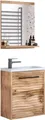 welltime Badmöbel-Set Canada, (Komplett-Set, 2-St., Fronten mit Wellenstruktur), Badmöbel mit Soft-Close, Gästebad Waschtisch mit Becken und Spiegel
