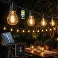 LUMILED Solar Lichterkette für Außen 7,7M 20x A60 LED Lampen Dekorative Glühbirnen IP44 spritzwasserdicht Wetterfest 8 Leuchtmodi Warmweiß 2700... - Schwarz