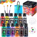 12 Waschbare Tempera-Farben Set für Kinder - 6 Pinsel, 2 Paletten, 1 Eimer