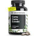 natural elements Camu Camu Extrakt Kapseln – Vitamin C – 180 vegane Kapseln für 6 Monate – 500mg Camu-Camu Extrakt pro Kapsel – ohne unerwünschte Zusätze, in Deutschland produziert & laborgeprüft