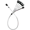 Adapterkabel SST-CPS05-RE, mini-SAS SFF 8643 > 4x SATA hellblau, 60cm
