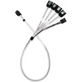 SilverStone Adapterkabel SST-CPS05-RE, mini-SAS SFF 8643 > 4x SATA, hellblau