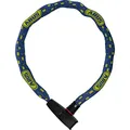 ABUS Kettenschloss Catena 6806K – Leichtes Fahrradschloss aus gehärtetem Stahl mit modischem Textilschlauch – Vierkantkette mit ABUS-Sicherheitslevel 6 – 85 cm – Blau mit Masken-Muster