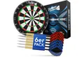 DartPro Dartscheibe Steeldart - Profi Dartboard inkl. 6 Steeldarts (18g) -, hochwertigstes Sisal, extrem dünne Drähte, inkl. Montageset