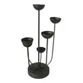 Deko Kerzenständer Kerzenhalter Blume 6-armig Metall schwarz matt 45,5 cm