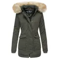 NAVAHOO Damen Designer Wintermantel Parka mit edlem Fellimitat Schneeengel