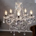 Eleganter Kronleuchter CRYSTAL 55cm klar Acryl 5-armig Lüster Pendelleuchte