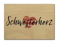 Interluxe Postkarte aus Holz Schwesterherz Karte zum Geburtstag Geschenk Familie Schwester