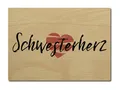 LUXECARDS POSTKARTE aus Holz SCHWESTERHERZ Geburtstag Geschenk Familie Schwester