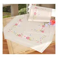 Vervaco Stickpackung Kreuzstich Set Vorgedruckt Tischläufer Rosa Blumen&Schmetterling Stickdecken Vorgezeichnet DIY Basteln Kreativ Stickläufer zum Selbersticken 40 x 100 cm Stickset