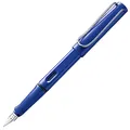 Lamy safari blue Füller - Füllhalter mit ergonomischem Griff & polierter Linkshänder-Stahlfeder (LH) in Strichbreite M - robuster ASA-Kunststoff - inkl. Tintenpatrone T 10 blau
