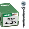 SPAX Universalschraube, 4,5 x 25 mm, 1000 Stück, T-STAR plus, Senkkopf, Vollgewinde, 4CUT, WIROX A3J, 1191010450255