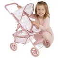 Kinderplay Puppenwagen ab 3 Jahren - Leichter, klappbarer Kinderwagen für Mädchen mit Eva-Räder, Gürtel und Schirm - Rosa Spielzeugwagen für Puppen