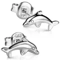 MATERIA Delphin Mädchen Ohrstecker 925 Silber Damen Ohrringe Delfin