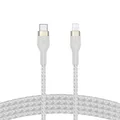 Belkin BoostCharge Pro Flex geflochtenes USB-C/Lightning-Kabel, 2 m, MFi-zertifiziert, 20 W, zum Schnellladen mit PD Power Delivery für Geräte wie iPhone 14/14 Plus, 13, 12, Pro, Max, mini – Weiß