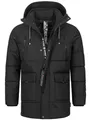 Indicode Herren INWess Steppjacke mit Kapuze | Herrenjacke Winterjacke Freizeitjacke Männer Black, S